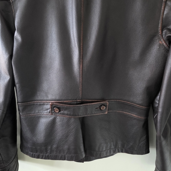 Stamp 10 M 90s Modern Contemporary Western Rodeo Burnished Leather Jacket - Picture 11 of 16